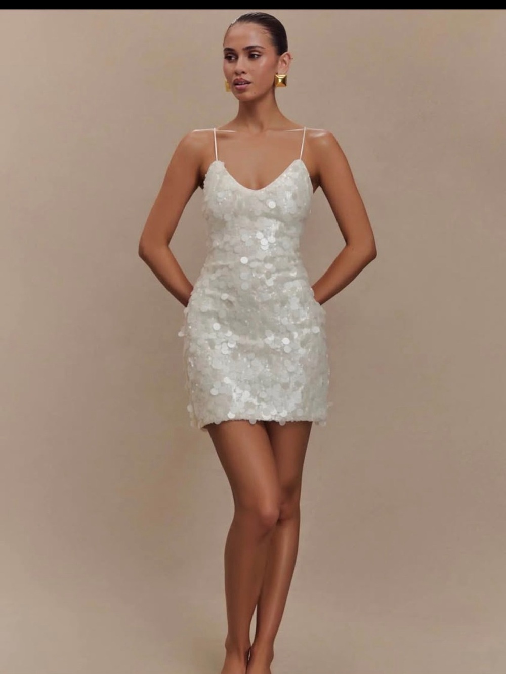 Meshki White Sequin Mini Dress
